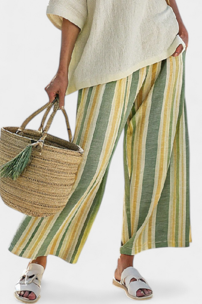 Daisy Mediterranean Set with Olive Green Stripes for an Elegant and Refreshing Look