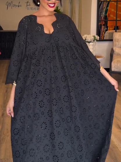 Serena – Elegant Loose Fit Hollow Pattern Dress