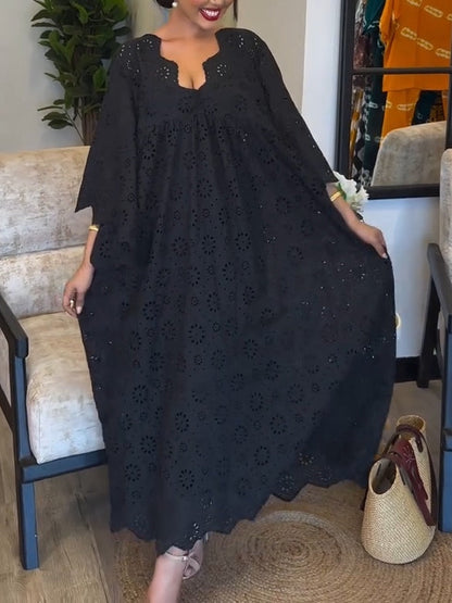 Serena – Elegant Loose Fit Hollow Pattern Dress